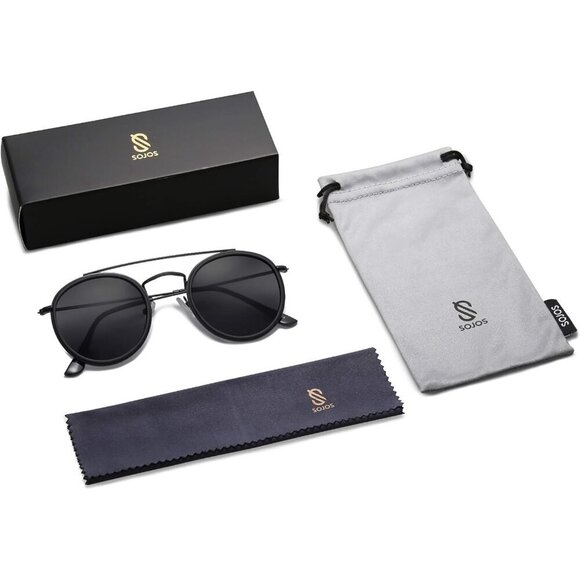 Vintage Round Polarized Sunglasses for Women Men Retro Double Bridge Circle main image 5